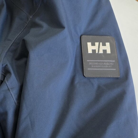 Helly Hansen Reine Parka Men XL Navy Blue LS Pockets Primaloft Waterproof FLAW - Picture 10 of 16